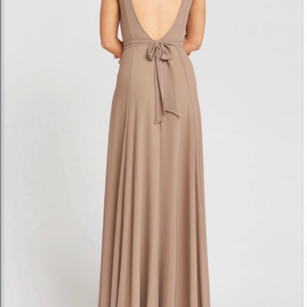 Show Me Your MuMu Backless Tan Maxi Dress